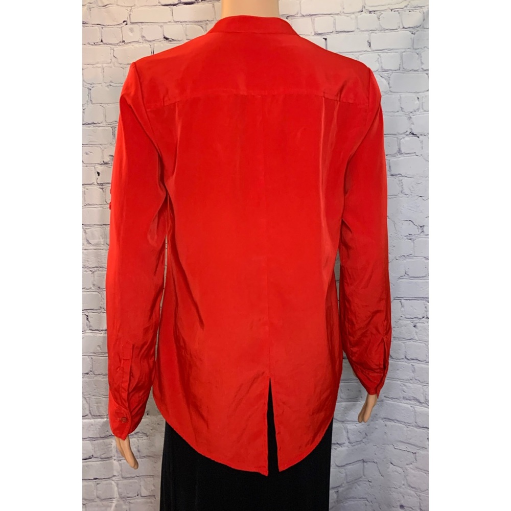 Express Size Small Ruby Red Silky Button Down Blo… - image 5